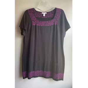 Style & Co/Black Sweater Tunic w/Animal Print - 2X